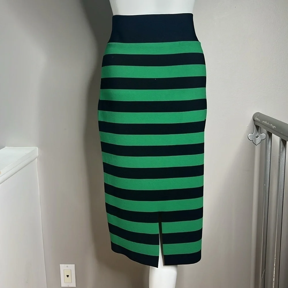 Veronica Beard Sz L Heavy Elastic Viscose Pull On Midi Pencil Skirt